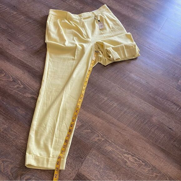 Express Pants Super High Rise Yellow Large Stretch NEW Statement - Picture 9 of 12
